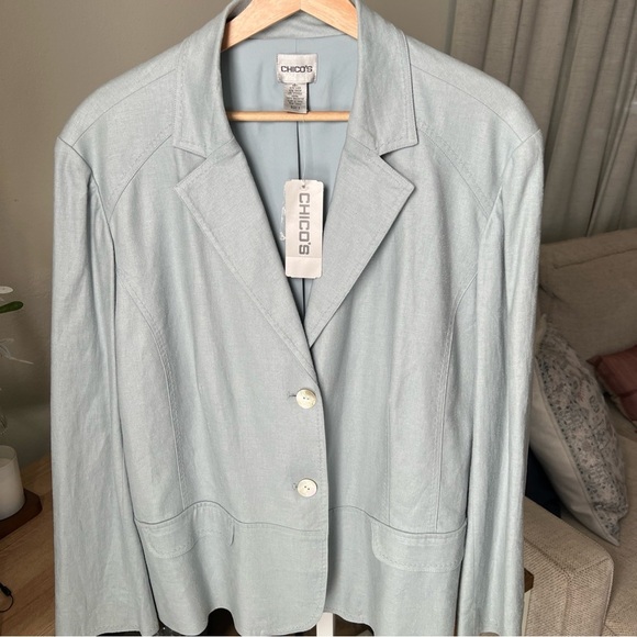 Chico’s Captiva Isle Trentino Jacket Light Blue Size 3 NWT $128 - Picture 1 of 15